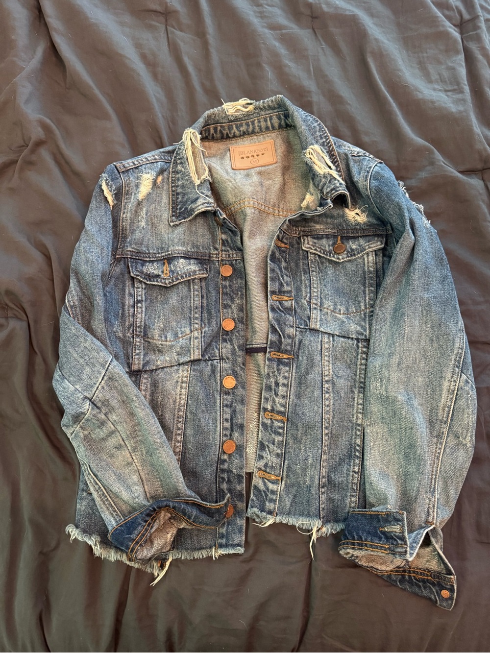 Blank NYC Distressed Blue Denim Jacket